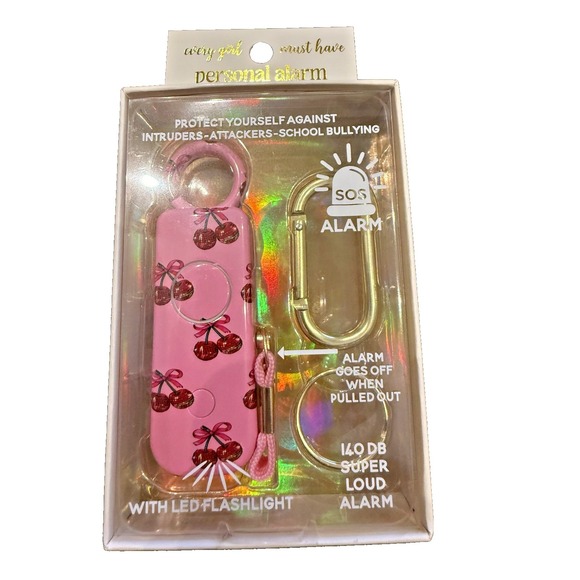 Simply Southern Accessories - Personal Alarm Keychain with LED Flashlight SOS Alarm Cherry Simply Southern